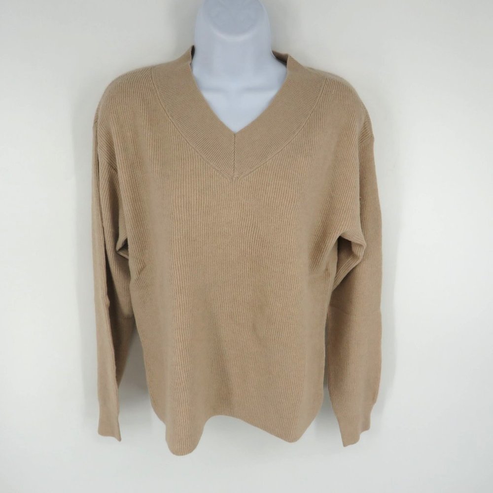 Nine West Women's Almondine V-Neck Ribbed Sweater Medium NWT $49